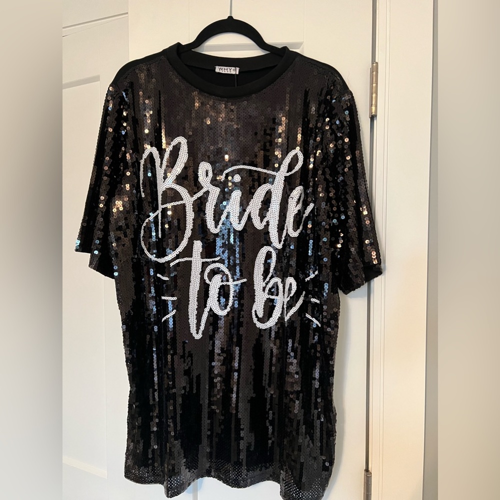 Bride to be Sequined Oversized T shirt mini dress